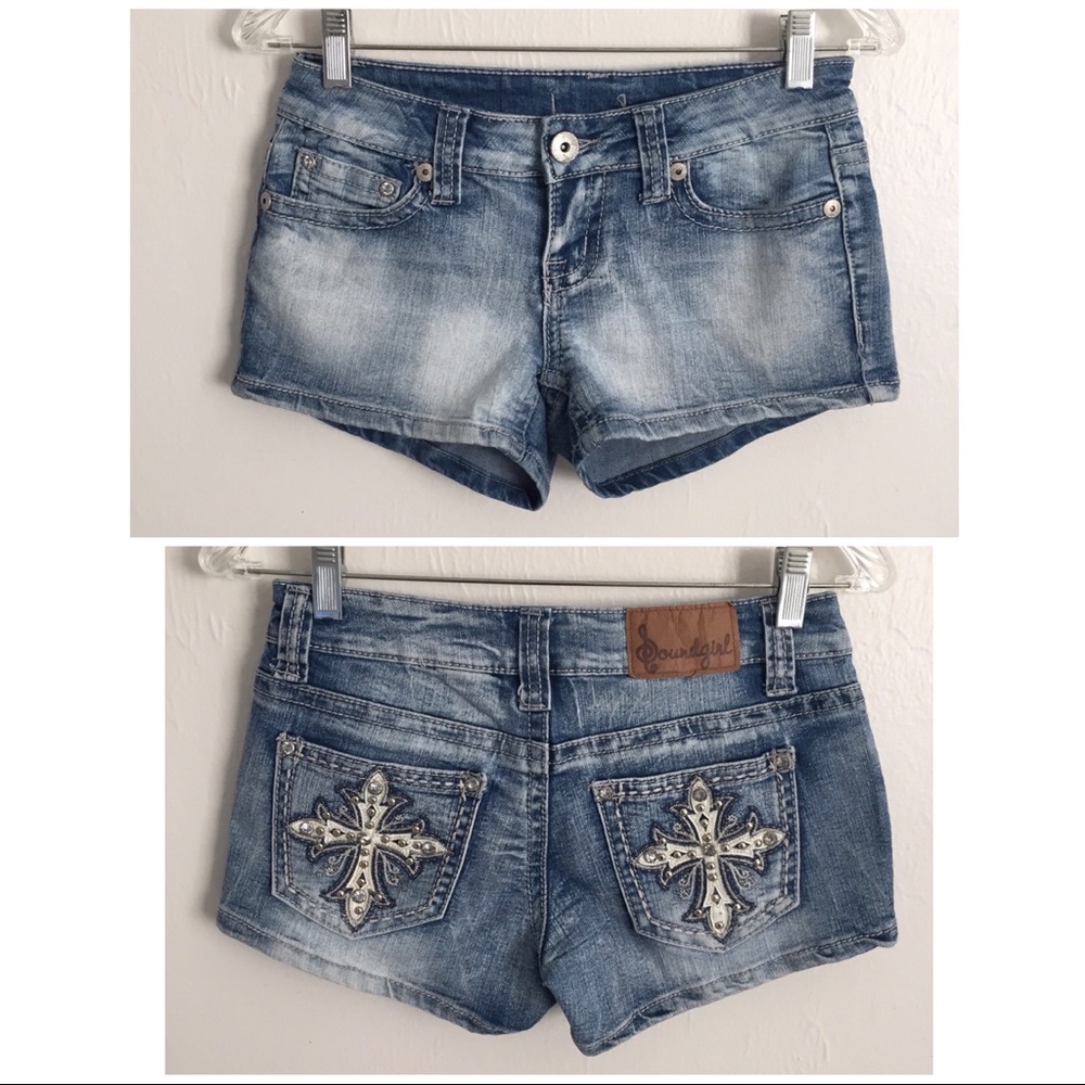 Soundgirl Embellished Denim Shorts